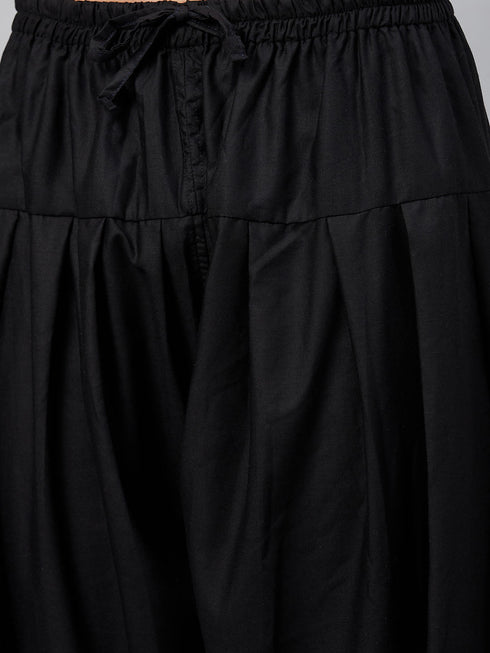 Men's Black Cotton Blend Pathani Suit Set